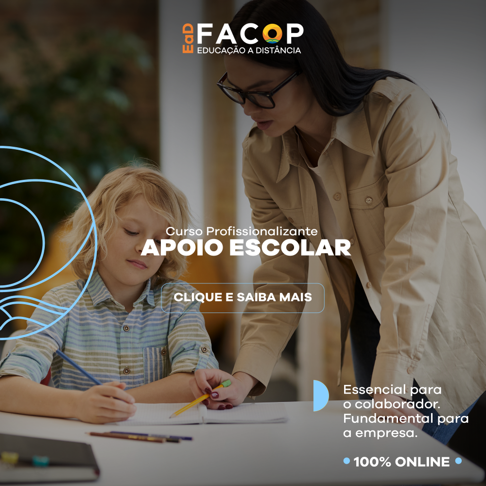 O curso de Apoio Escolar capacita profissionais para atuarem como apoio escolar em conformidade com a Lei Brasileira de Inclusão da Pessoa com Deficiência, fornecendo cuidados básicos e essenciais aos estudantes e/ou professores com deficiência nas instituições de ensino. A certificação é de 44 horas.
 
 
 