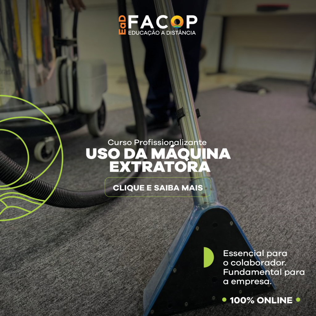 O curso de Uso da Máquina Extratora apresenta como utilizar o equipamento corretamente na higienização de carpetes e estofados. Aborda as formas adequadas de preparação e utilização da máquina extratora, para realizar um serviço de qualidade e com segurança. Esse curso tem certificação de 2 horas.
 
 
 