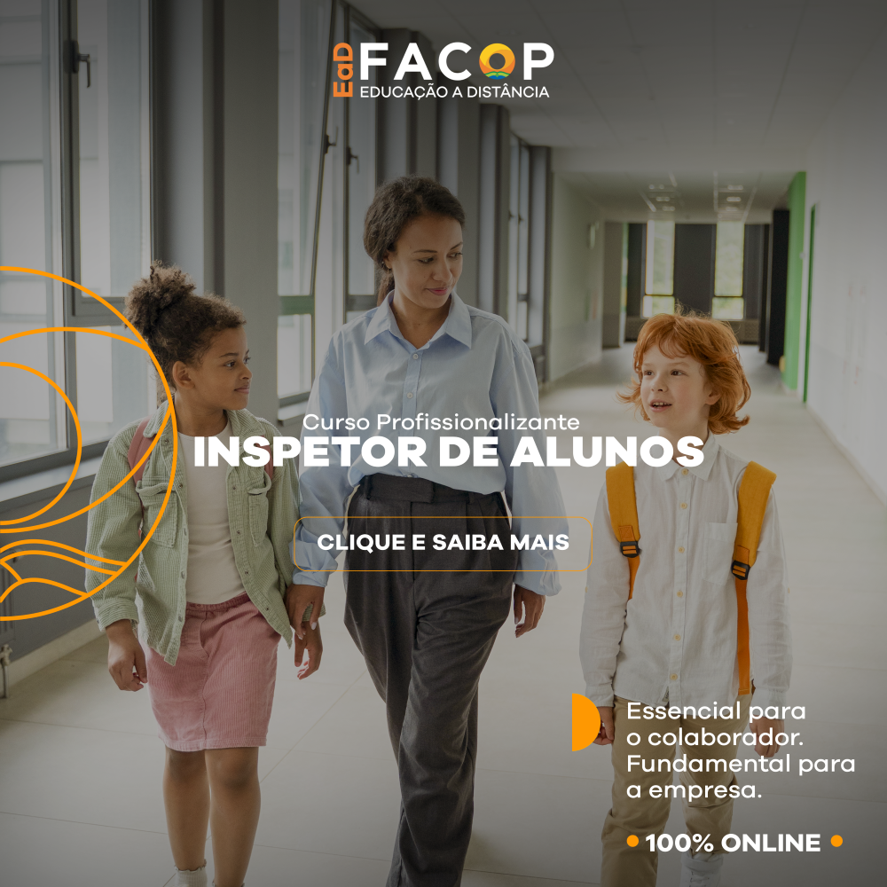 O curso de Inspetor de Alunos capacita profissionais para atuarem como inspetores de alunos, desempenhando um papel fundamental na segurança e organização do ambiente escolar. Aborda como monitorar o comportamento dos estudantes, orientar sobre regras e procedimentos e garantir um ambiente propício à aprendizagem e convívio salutar. A certificação é de 25 horas.
 
 
 