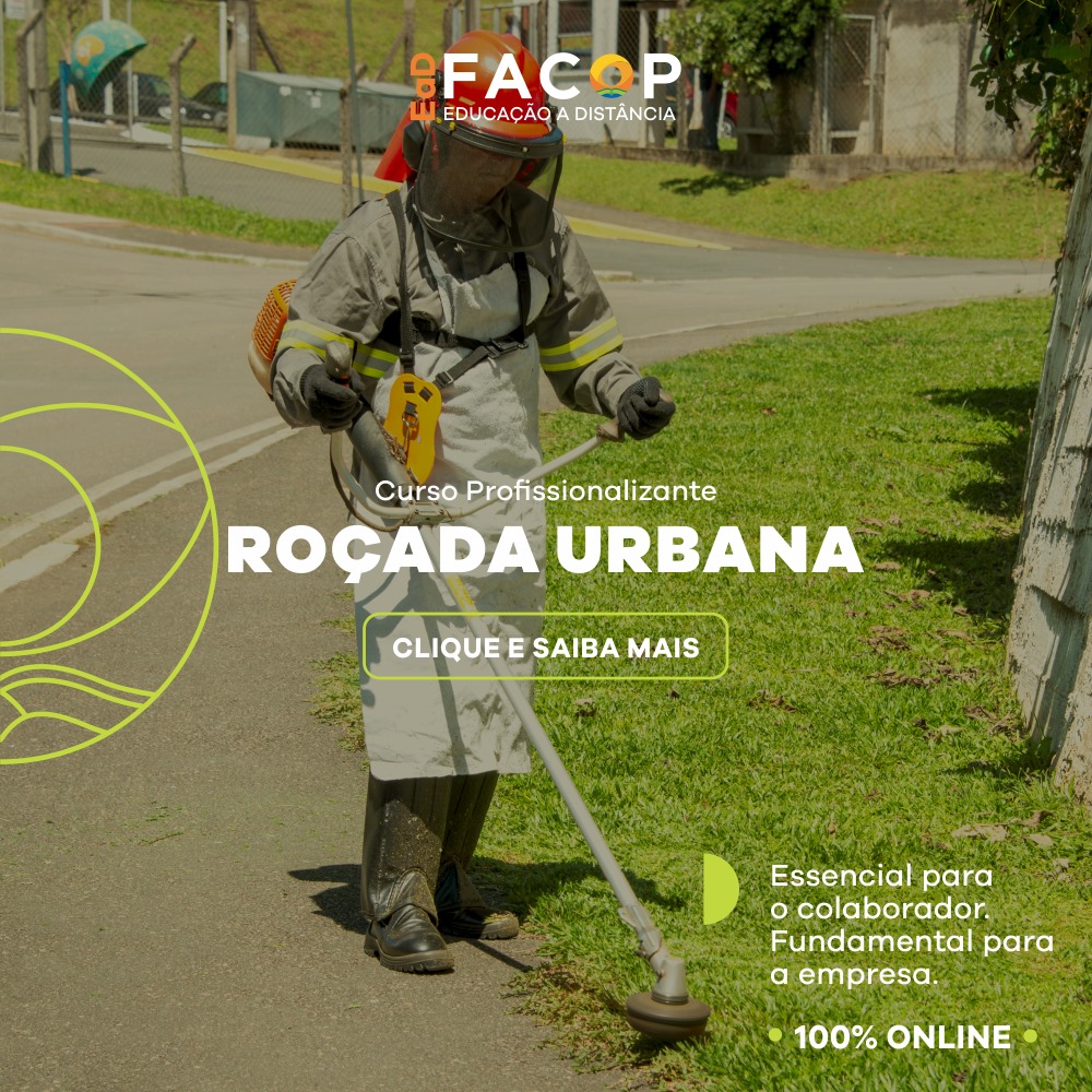 No curso de Roçada Urbana o aluno vai aprender a fazer a roçada e limpar as áreas verdes da cidade. Conheça como realizar o trabalho, os preparativos necessários, os procedimentos de manuseio da máquina roçadeira, de roçada e recolhimento dos resíduos e também como trabalhar com segurança e responsabilidade, contribuindo para a limpeza de canteiros, parques e bosques das cidades. O curso tem certificação de 4 horas.
 
 
 