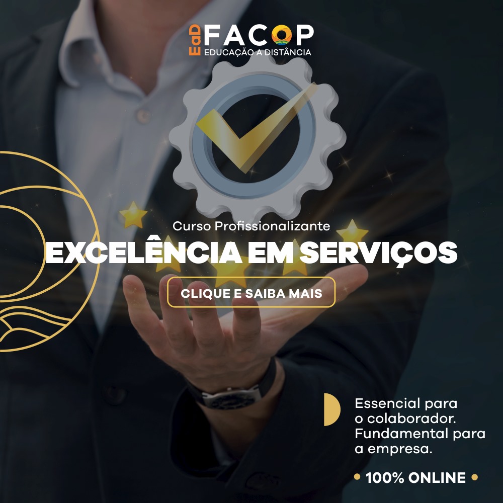 O curso de Excelência em Serviços apresenta os principais fundamentos, estratégias e as questões emocionais envolvidas na criação e sustentação da excelência em serviços. Capacita o profissional com habilidades para realizar ótimos atendimentos e relacionamentos com os clientes, bem como se destacar na entrega de serviços excepcionais, superando as expectativas dos clientes e criando uma experiência única e inesquecível. A certificação é de 20 horas.
 
 
 